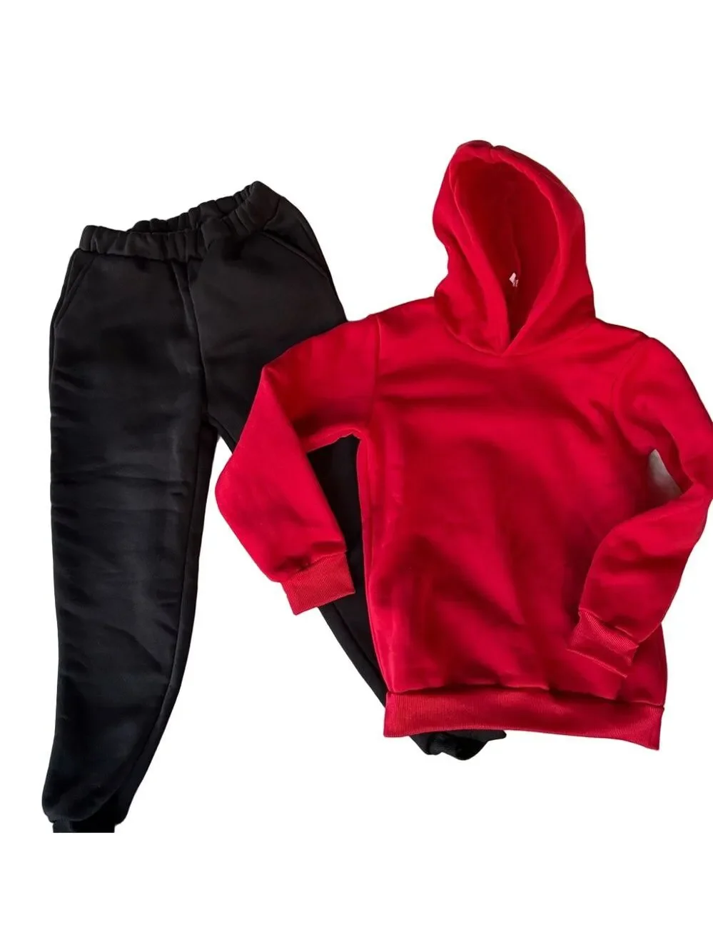 Youth Two Piece Black and Red Sweatsuit Size 140 aka 10/12 #260370